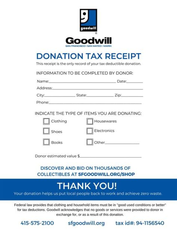 Are Goodwill receipts tax deductible?
