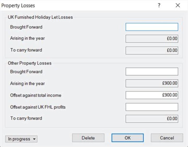 Can you offset FHL losses against other property income?