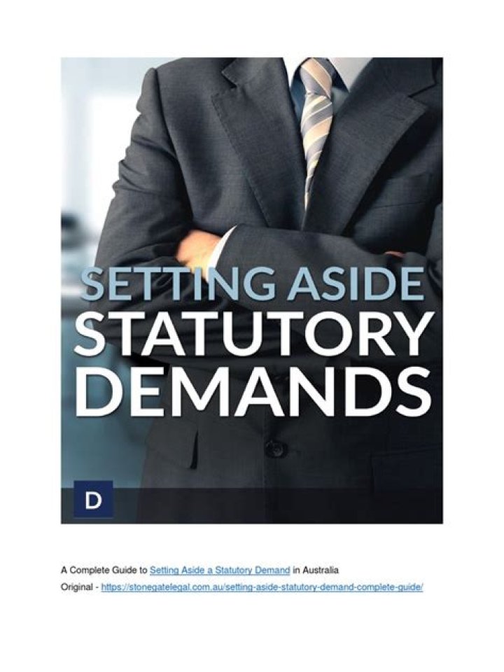 Can you set aside a statutory demand?