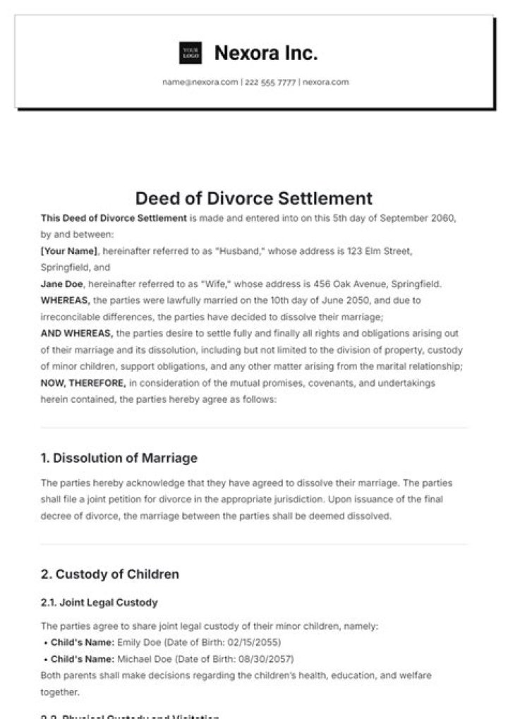Can you write divorce settlement?