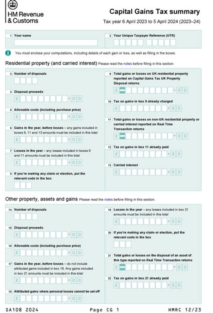 Do capital gains go on self assessment?