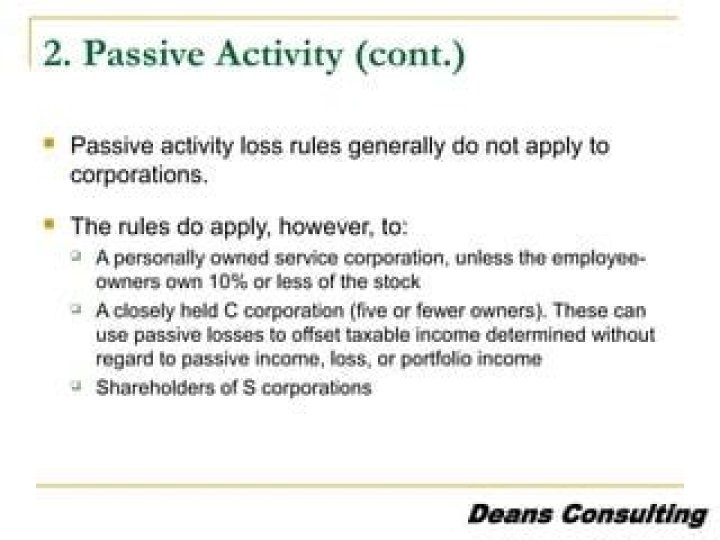 Do passive activity rules apply to corporations?