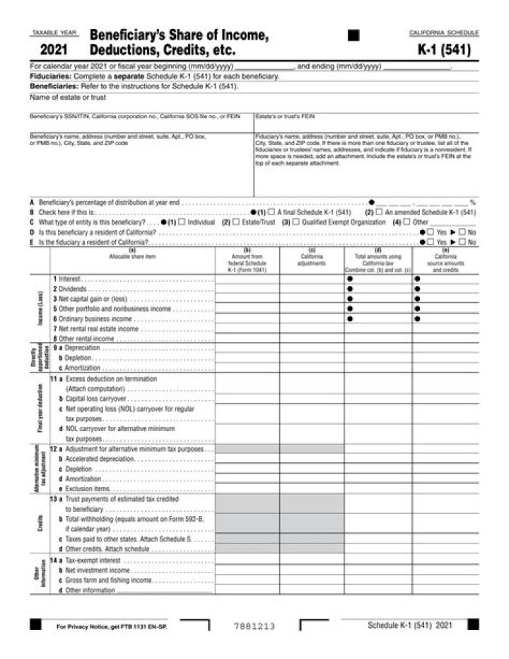 Does a 1041 have to have a K-1?