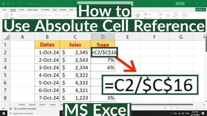 How do you make a cell an absolute reference in Excel?