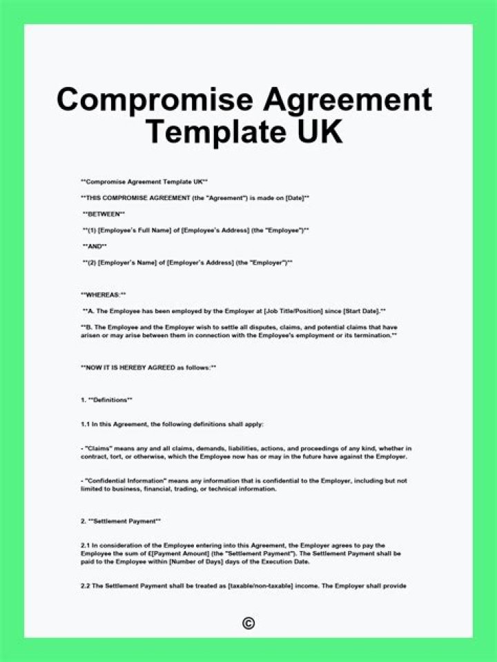 How do you negotiate a compromise agreement?