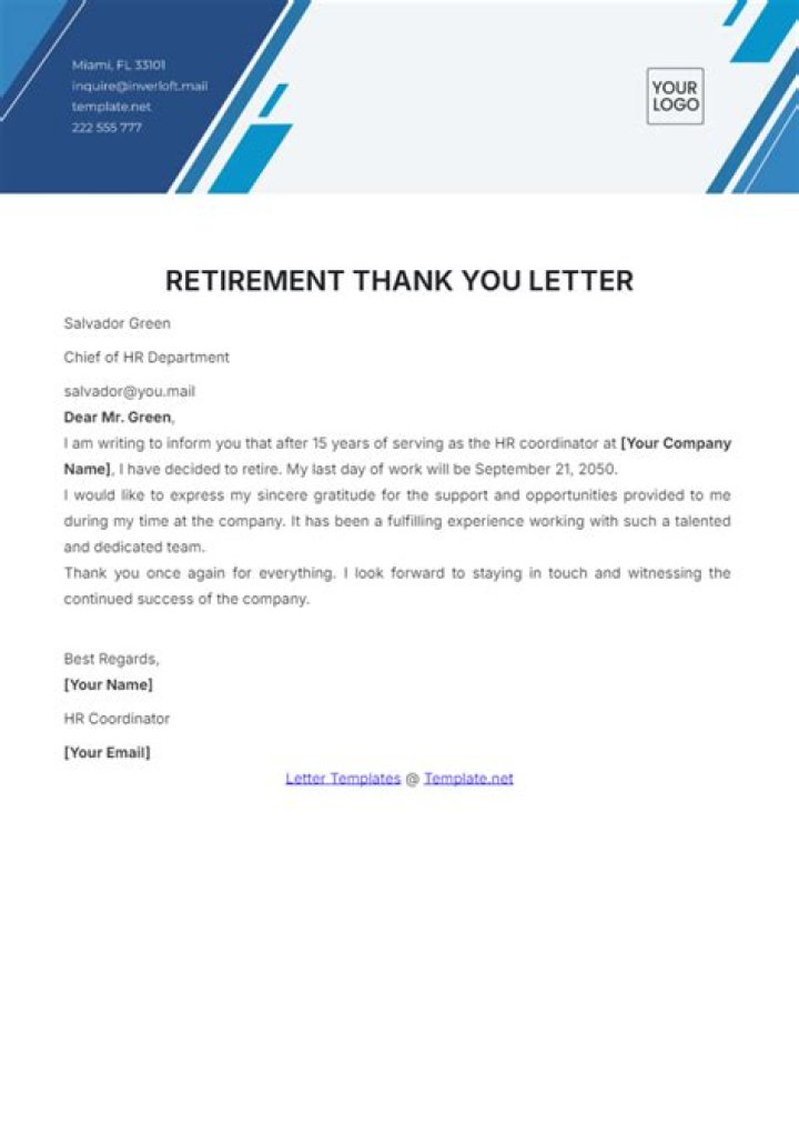 How do you thank someone after retirement?
