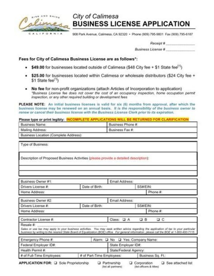 How much is a general business license in California?