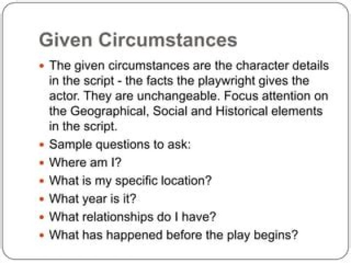 What are the given circumstances Questions?