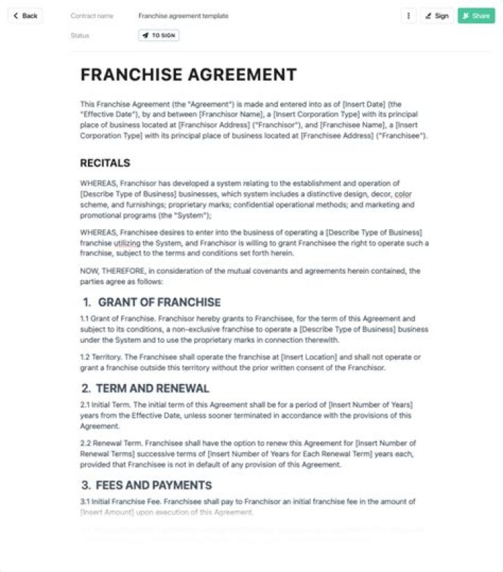 What does the franchisor receive in a franchise agreement?
