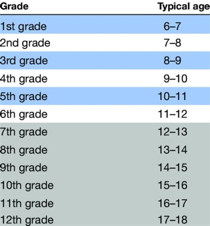 What grade is a 5 year old in USA?