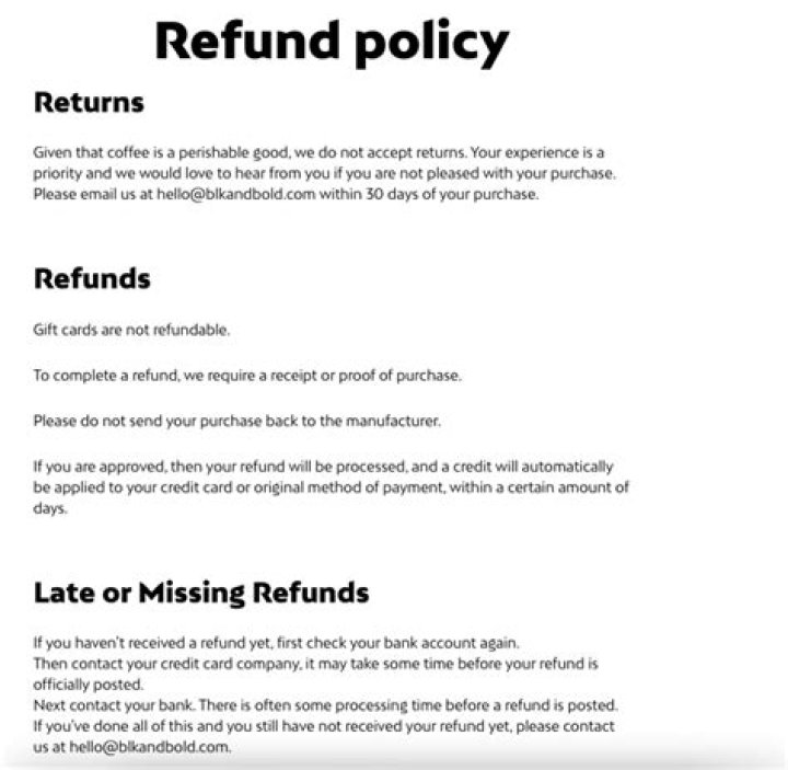 What happens if customer ask for refund?