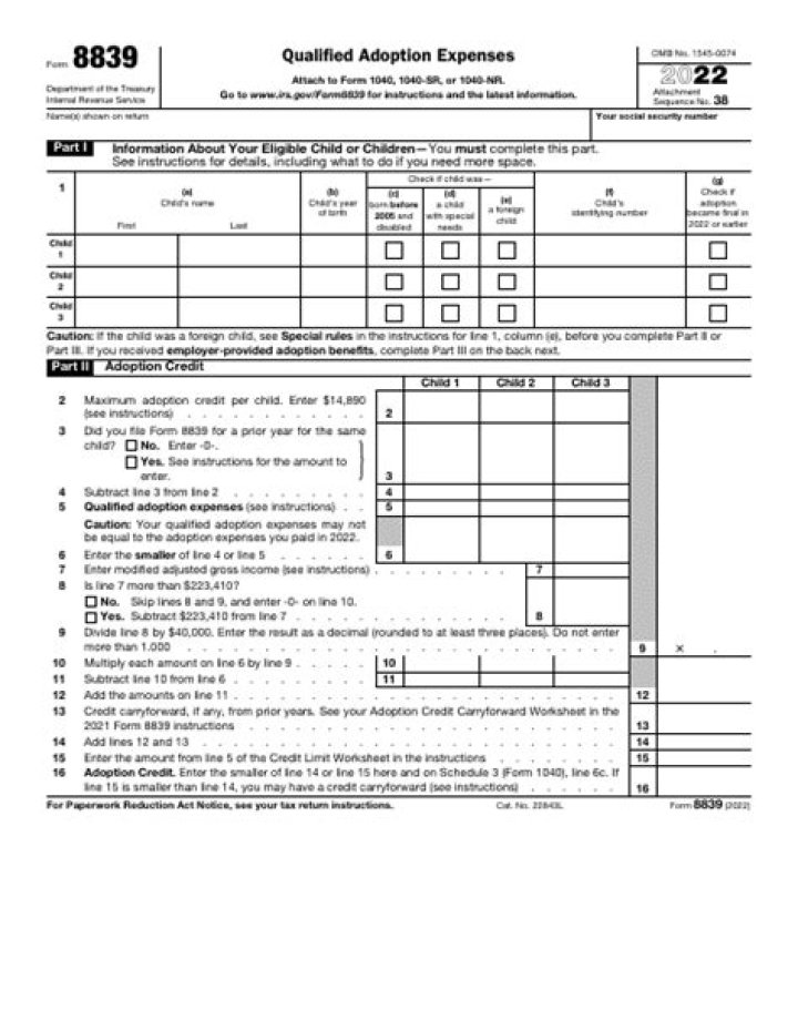 What is a 8839 tax form?