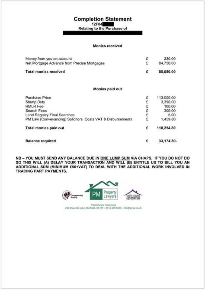 What is a property Completion Statement?