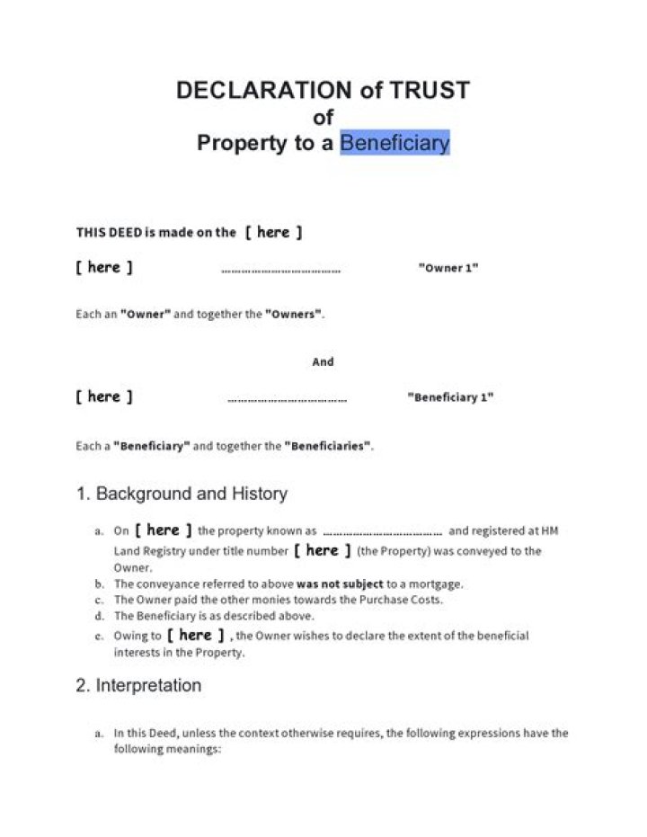 What is a property declaration of trust?