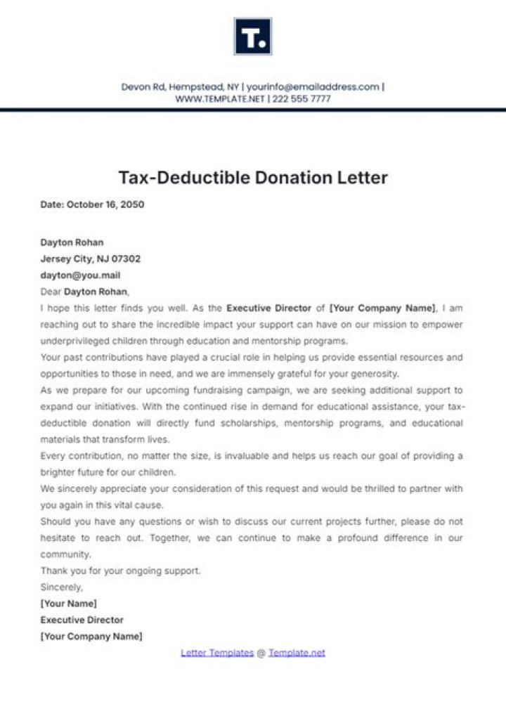 What is a tax-deductible letter?