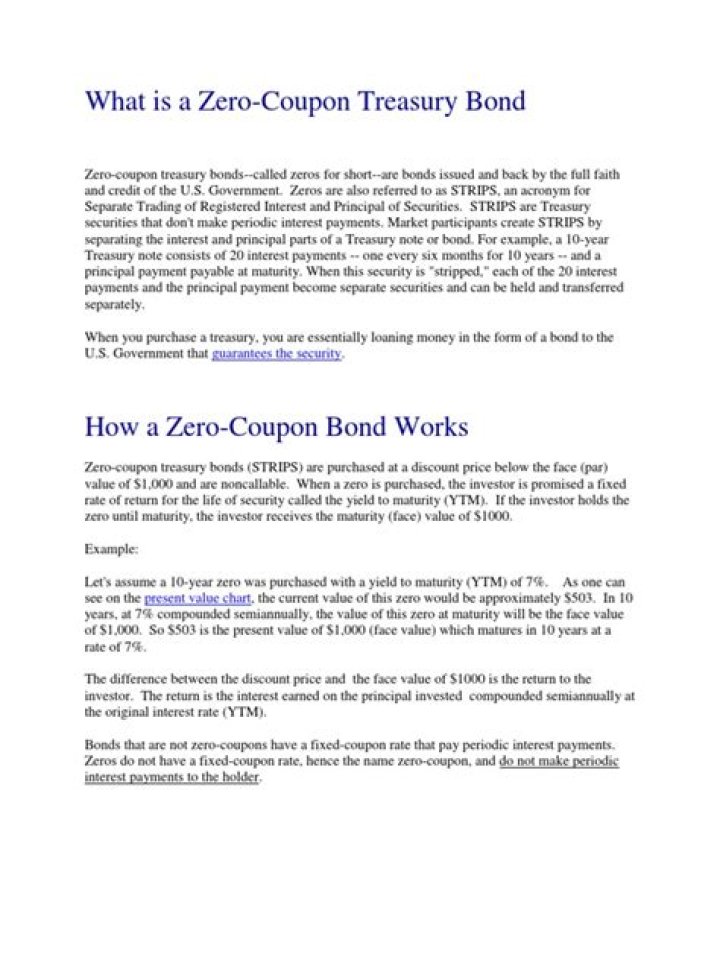 What is a zero coupon Treasury bond?