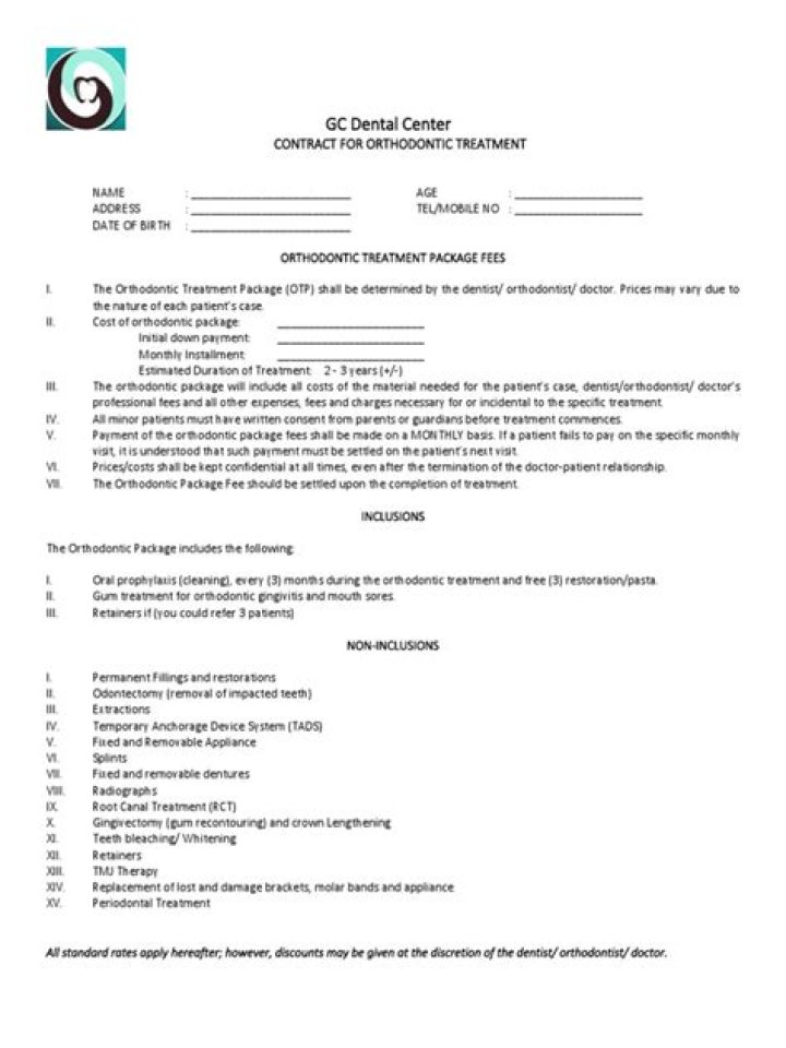 What is an orthodontic contract?