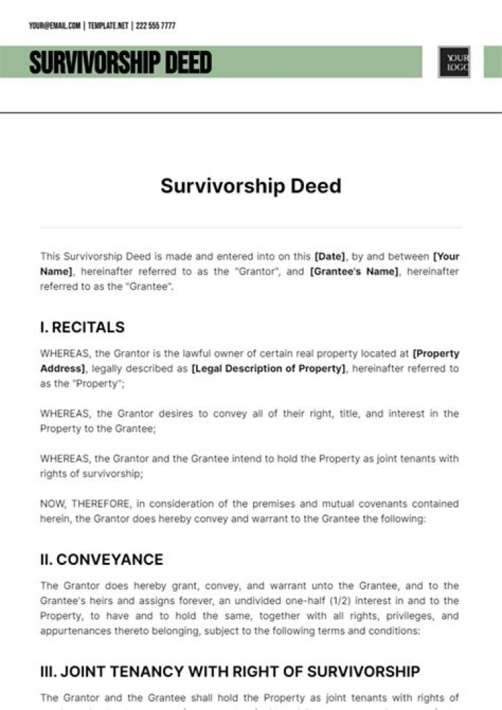 What is the purpose of a survivorship deed?