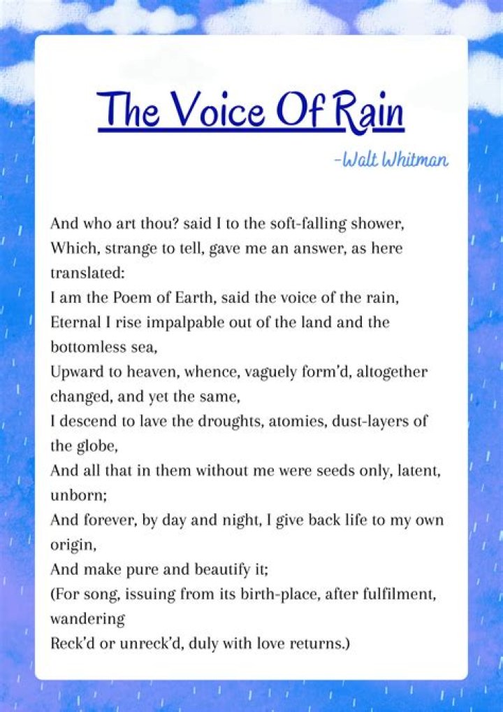 What is the setting of the poem the voice of rain?