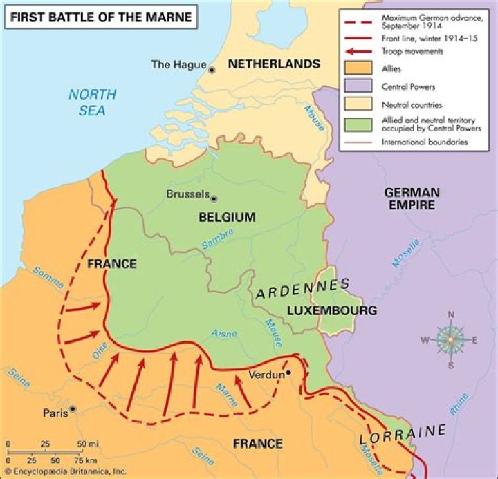 What was the main result of the First Battle of the Marne?