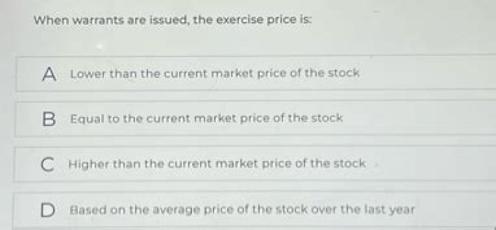 When warrants are issued the exercise price is?