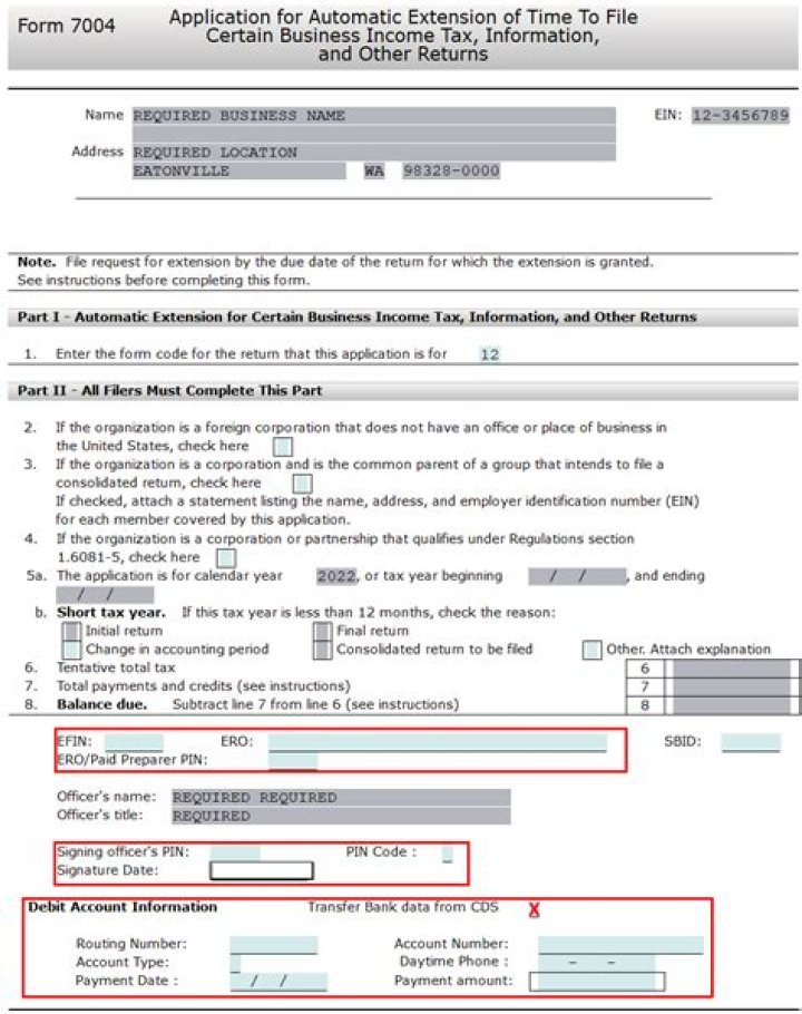 Where do I send Form 7004 with payment?