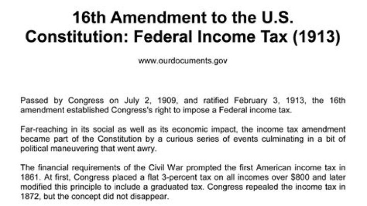 Which amendment of the Constitution created the income tax?