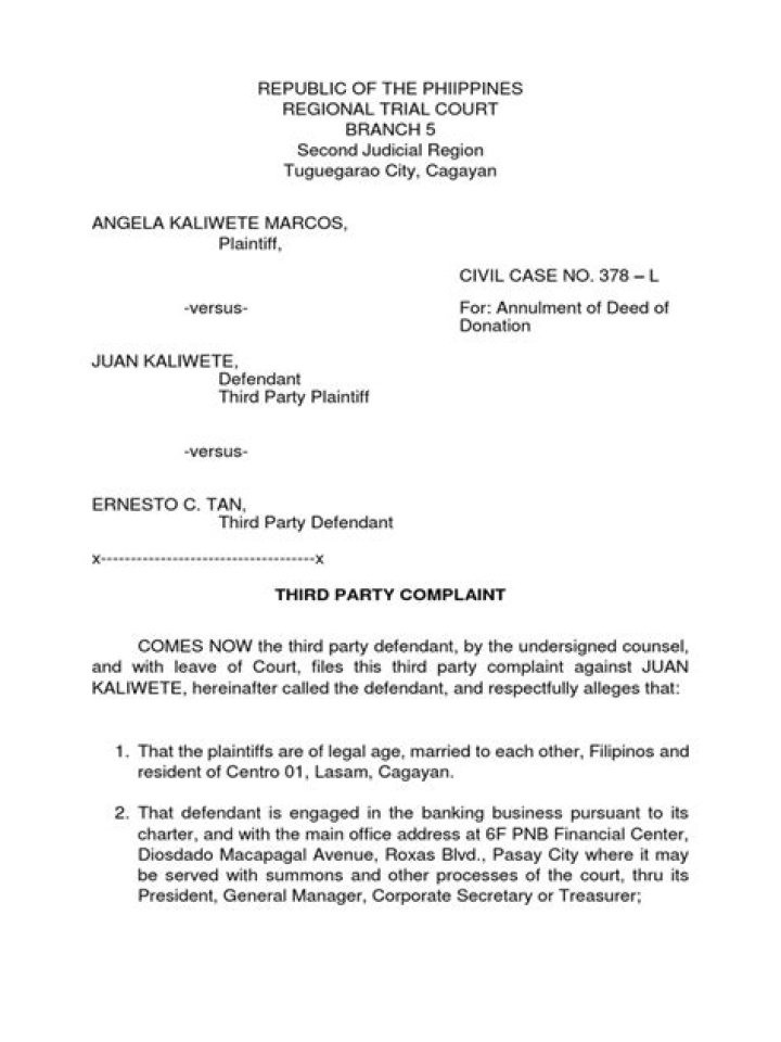 Who files a third party complaint?