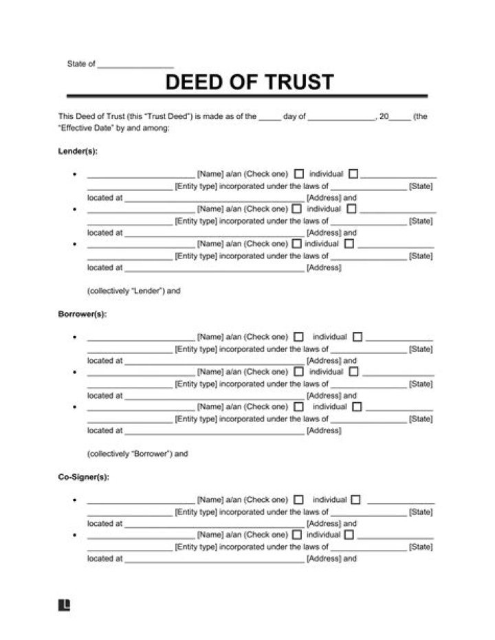 Who is listed on a deed of trust?