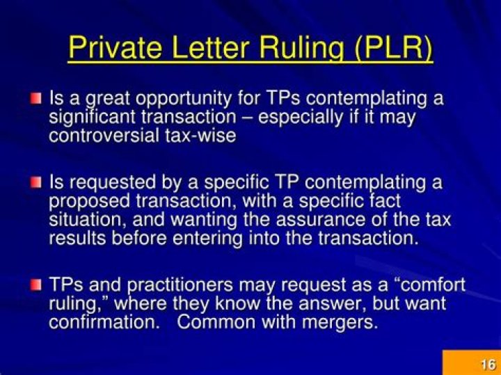 WHO issues a private letter ruling?